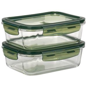 Famous Brand Set of 2 35.6oz. Rectangle Glass Containers - Sage