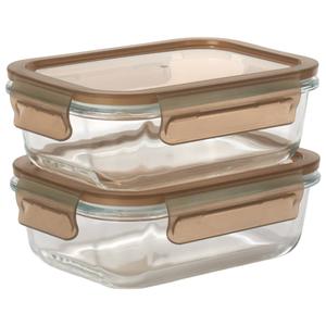Famous Brand Set of 2 21.7oz. Rectangle Glass Containers