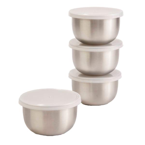 Famous Brand Set of 4 Stainless Steel Prep Bowls with Lids