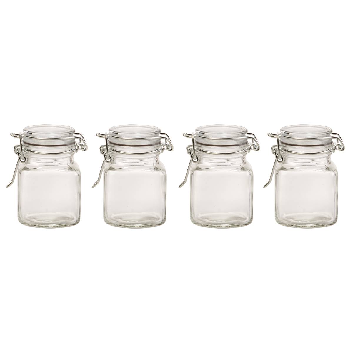 3oz. Grey Spice Jars With Clip Lids - Set Of 4