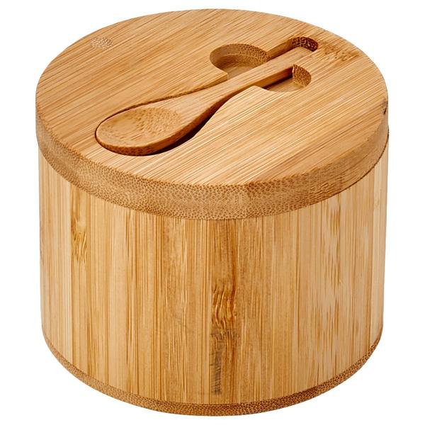 Famous Brand Bamboo Spice Box W/Spoon In Lid