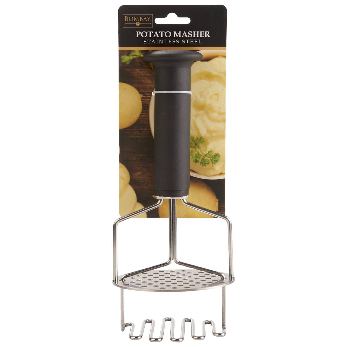 Bombay Stainless Steel Potato Masher With Soft Grip Handle