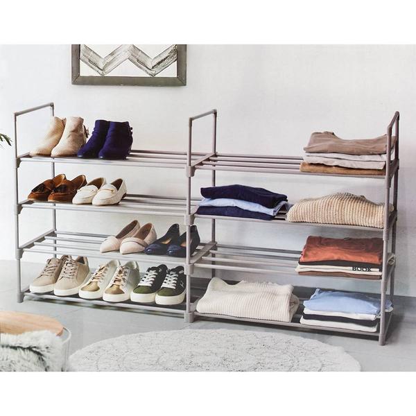 Famous Brand 4-Tier Metal Double Wide Shoe Rack