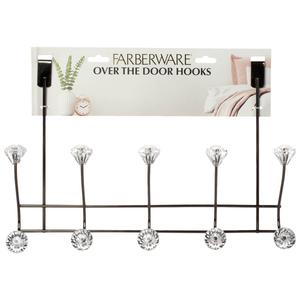 Famous Brand 5 Over the Door Hooks with Crystals