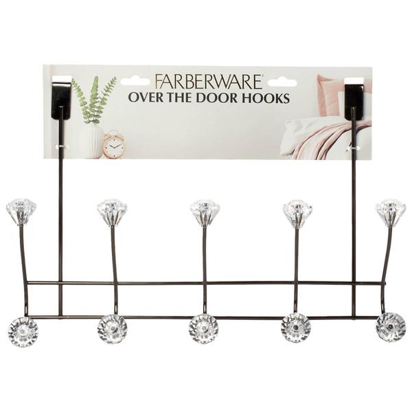 Famous Brand 5 Over the Door Hooks with Crystals