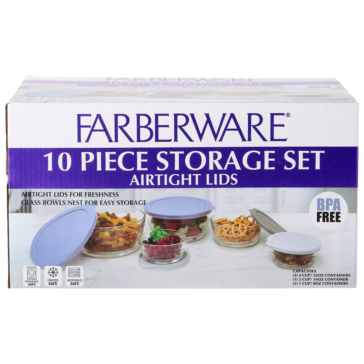 Farberware(R) 10pc. Glass Bowl Set - Slate/Grey