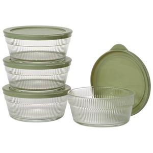 Famous Brand 8oz. Embossed Glass Round Bowls with Lids alternate view