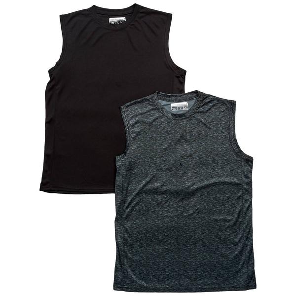 Mens Ultra Performance 2pk. Sleeveless Marled Dry Fit Tees-Black alternate view