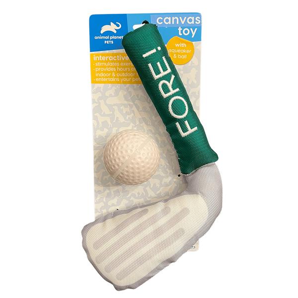 Plush Golf Club & Ball Dog Toy
