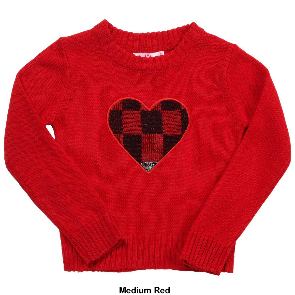 Girls (4-6x) Pink Angel(tm) Buffalo Plaid Heart Sweater