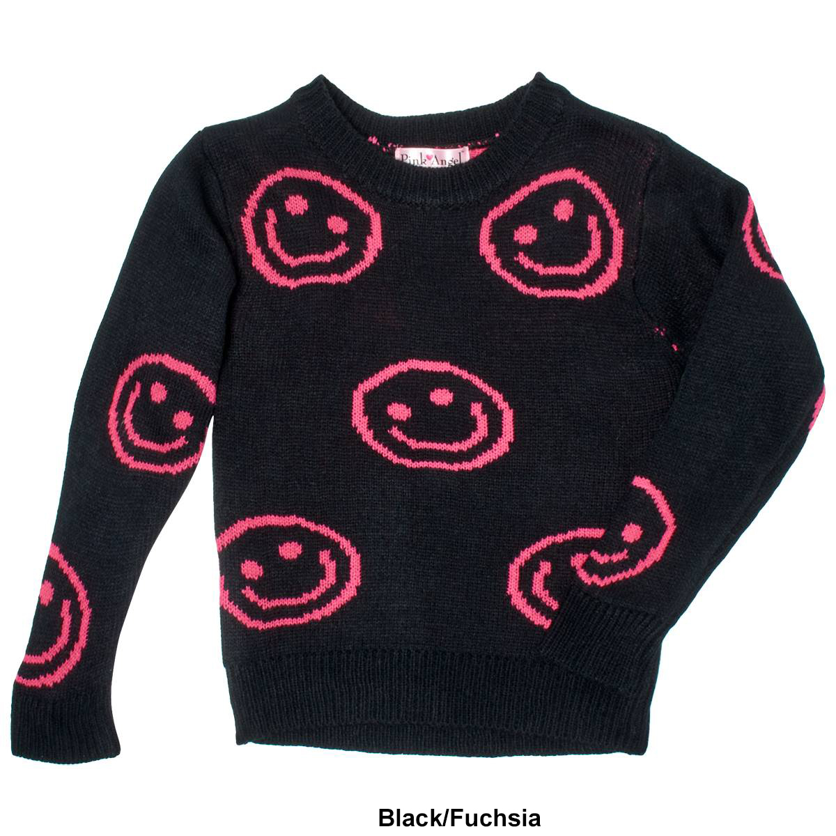 Girls (4-6x) Pink Angel(tm) Smiley Pull Over Knit Sweater