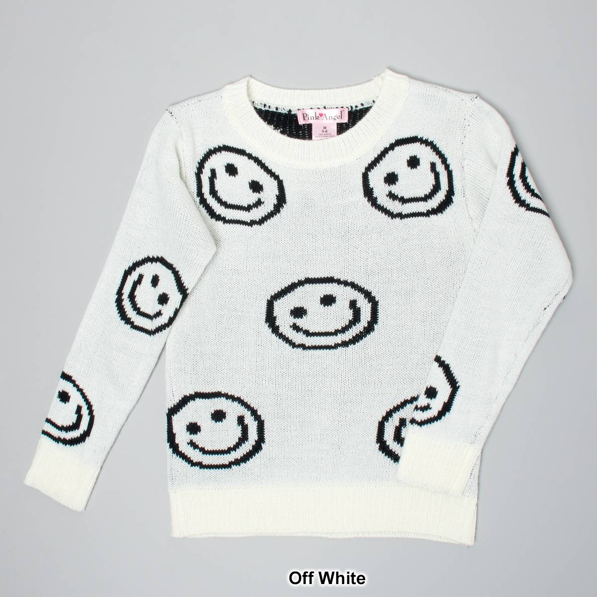 Girls (4-6x) Pink Angel(tm) Smiley Pull Over Knit Sweater