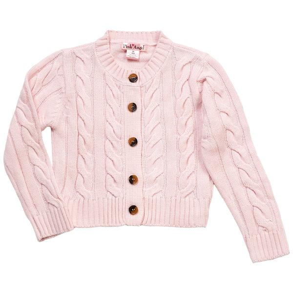 Girls (4-6x) Pink Angel(tm) Solid Cable Knit Cardigan