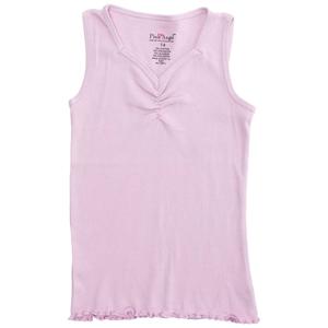 Girls (7-16) Pink Angel(tm) Cinch V-Neck Rib Tank Top w/ Lettuce Hem