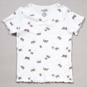 Girls (7-16) Pink Angel(tm) Cinch Front Bow Butterfly Tee alternate view