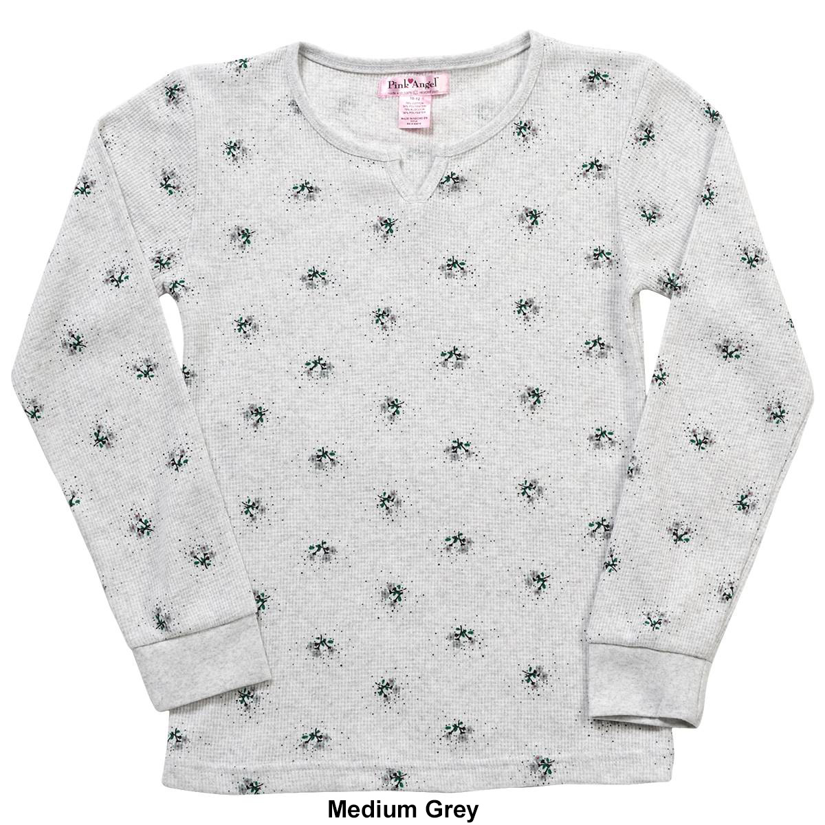 Girls (7-16) Pink Angel Floral Thermal Top