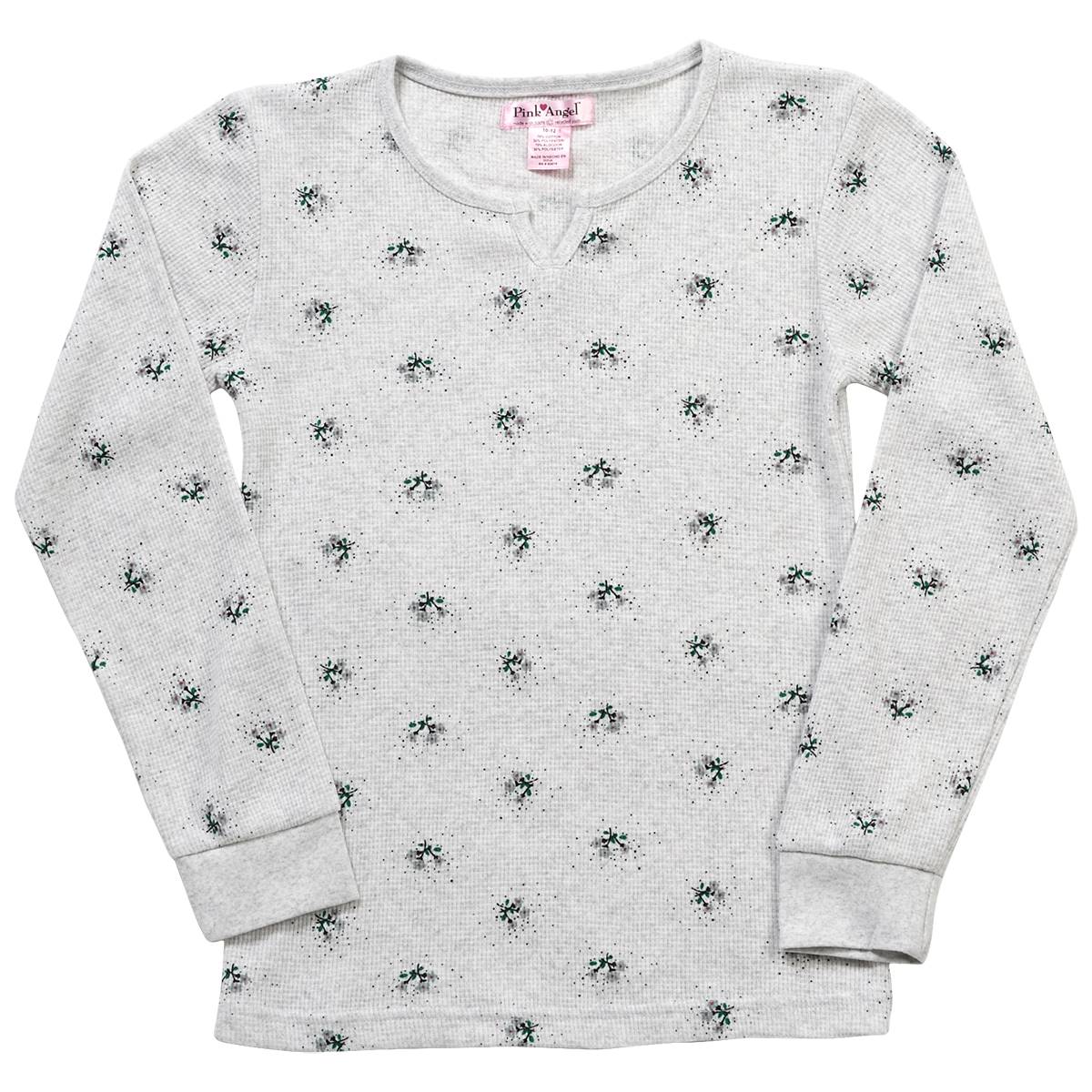 Girls (7-16) Pink Angel Floral Thermal Top