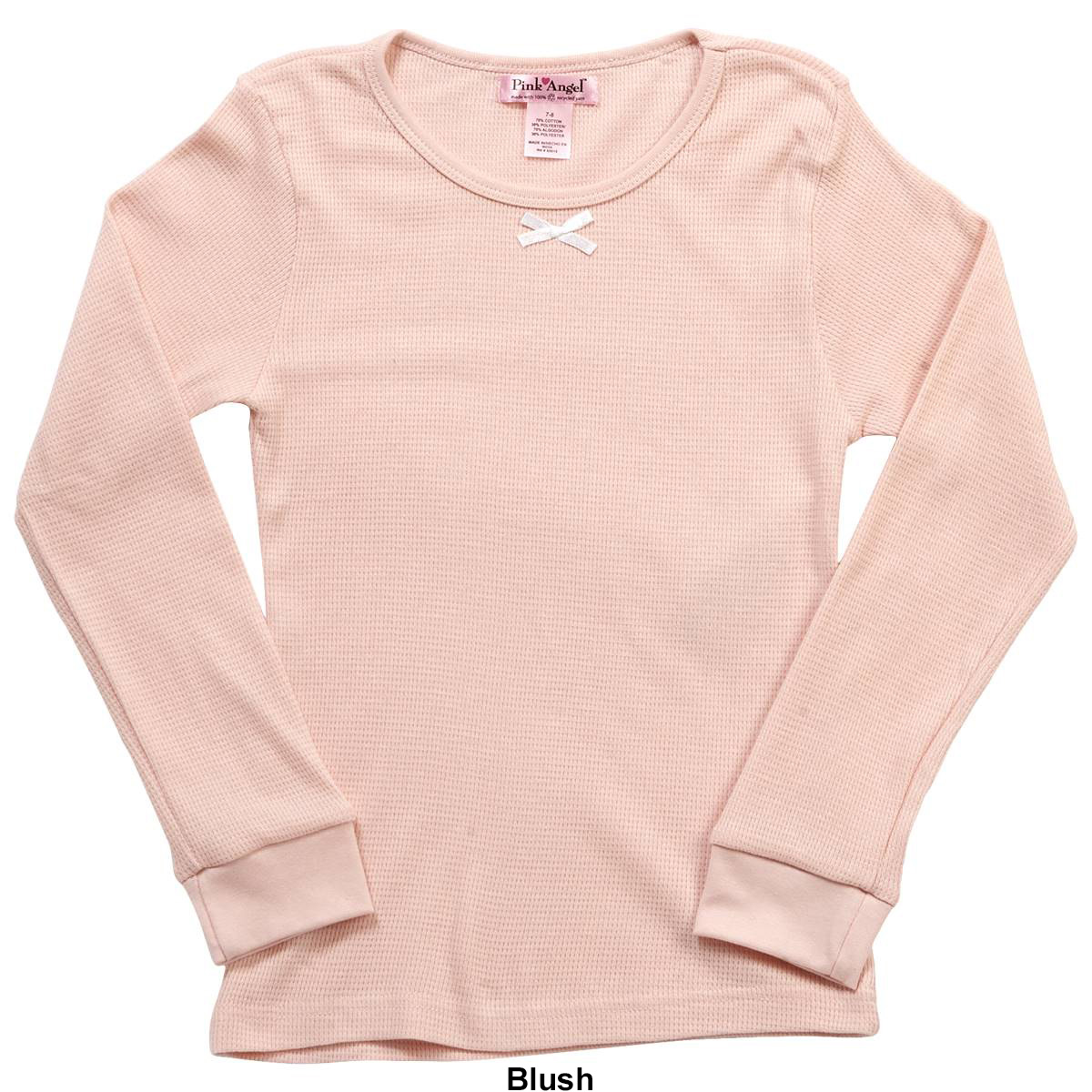 Girls (7-16) Pink Angel Basic Thermal Top W/Bow Detail