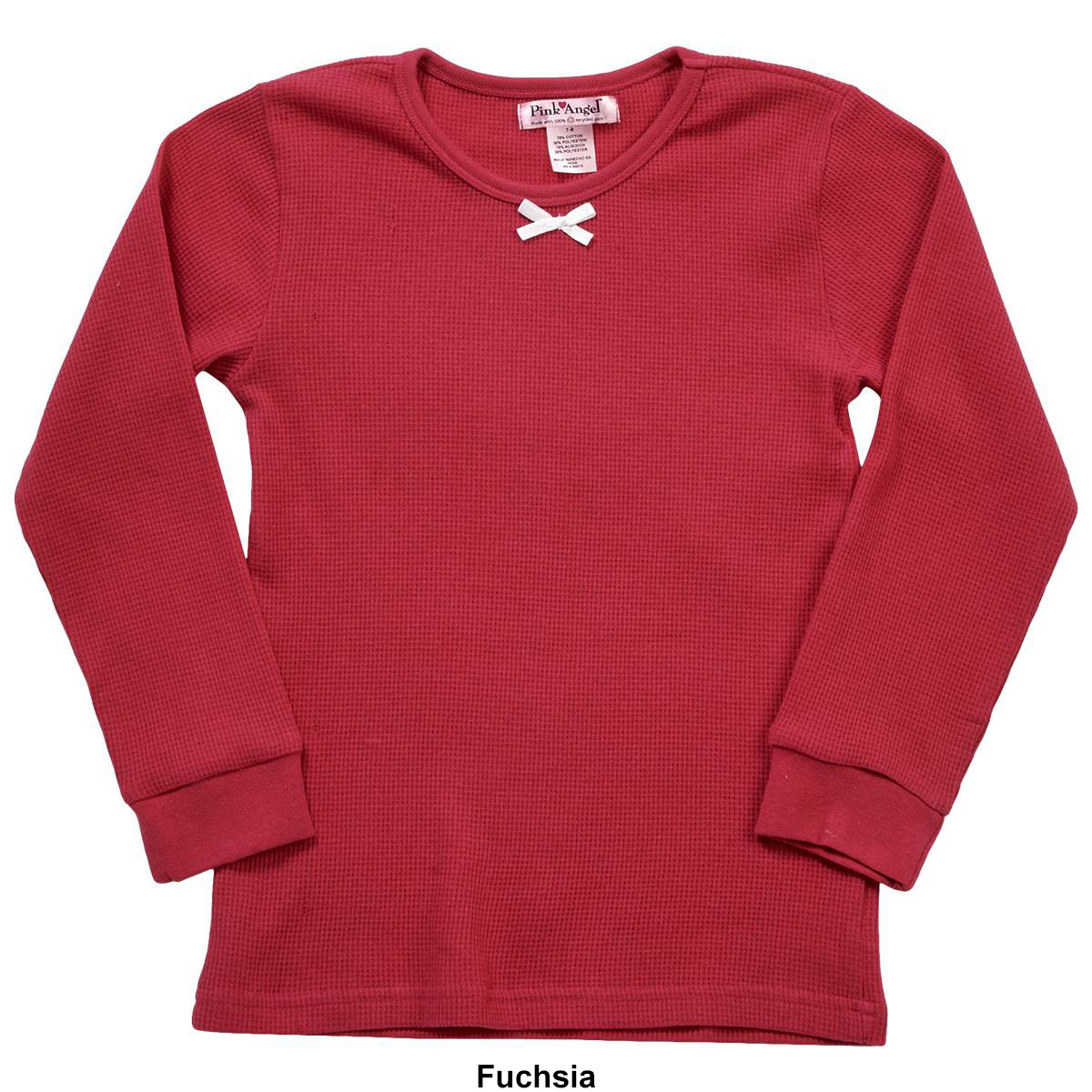 Girls (7-16) Pink Angel Basic Thermal Top W/Bow Detail