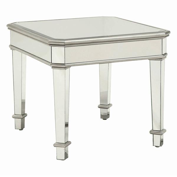 Coaster Cassandra Beveled Top End Table - Silver