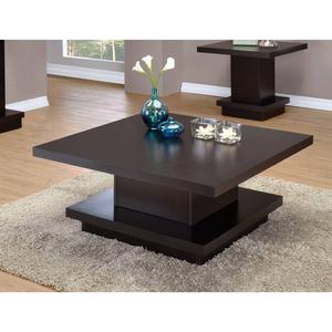Coaster Pedestal Square Coffee Table - Cappuccino alternate view