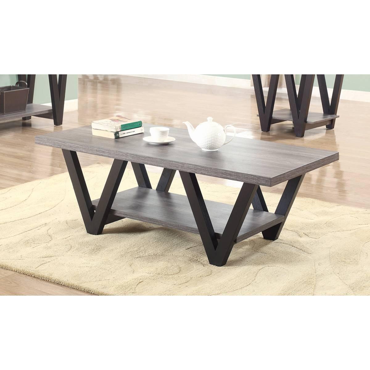 Coaster Higginsand Antique Grey V-shaped Coffee Table