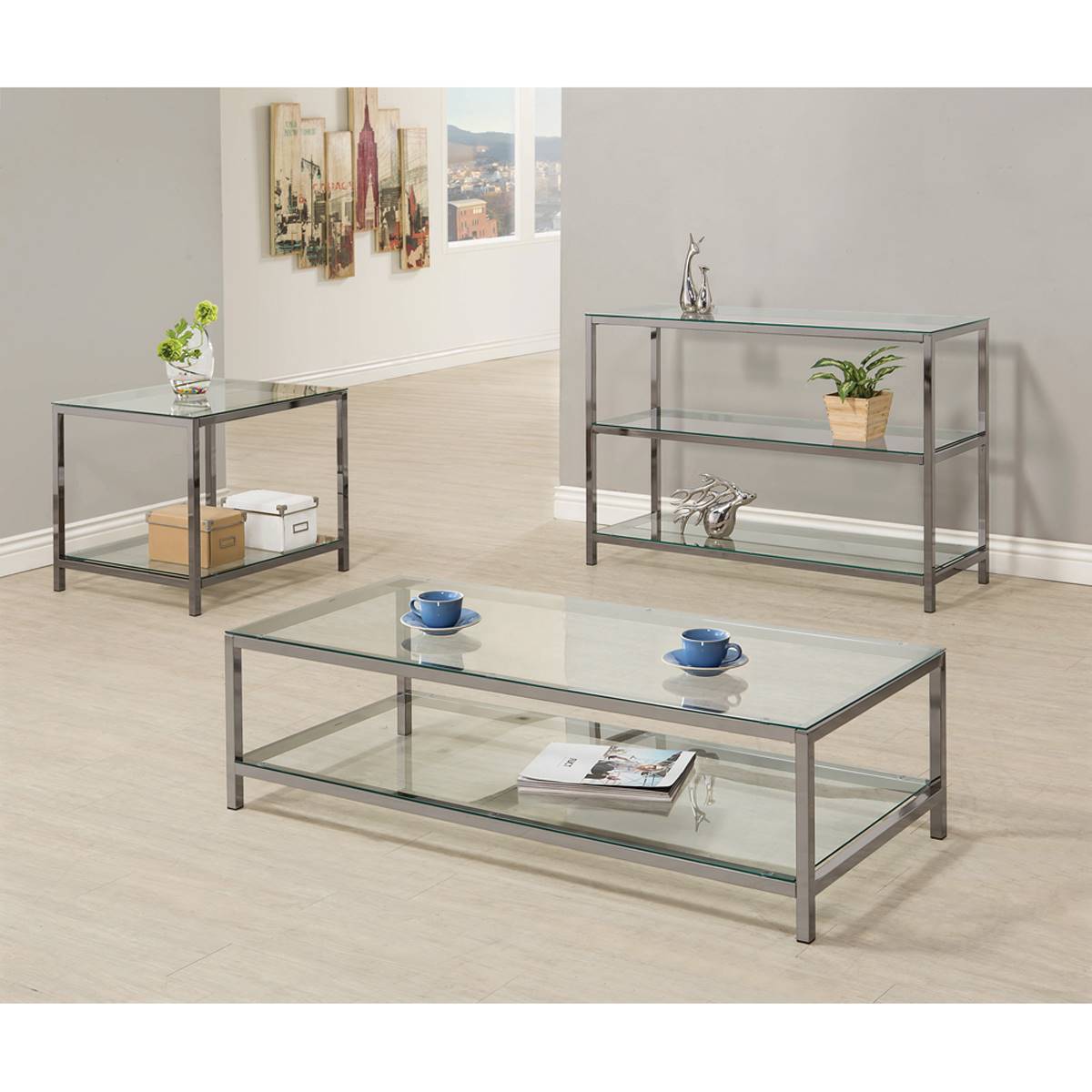 Coaster Trini Ontario Coffee Table With Glass Shelf