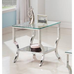 Coaster Square End Table w/ Mirrored Shelf - Chrome