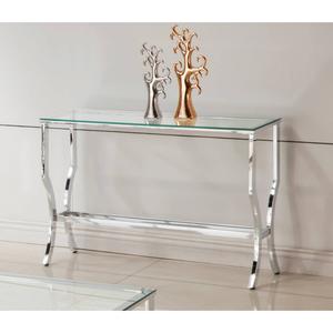 Coaster Rectangular Sofa Table w/ Mirrored Shelf - Chrome