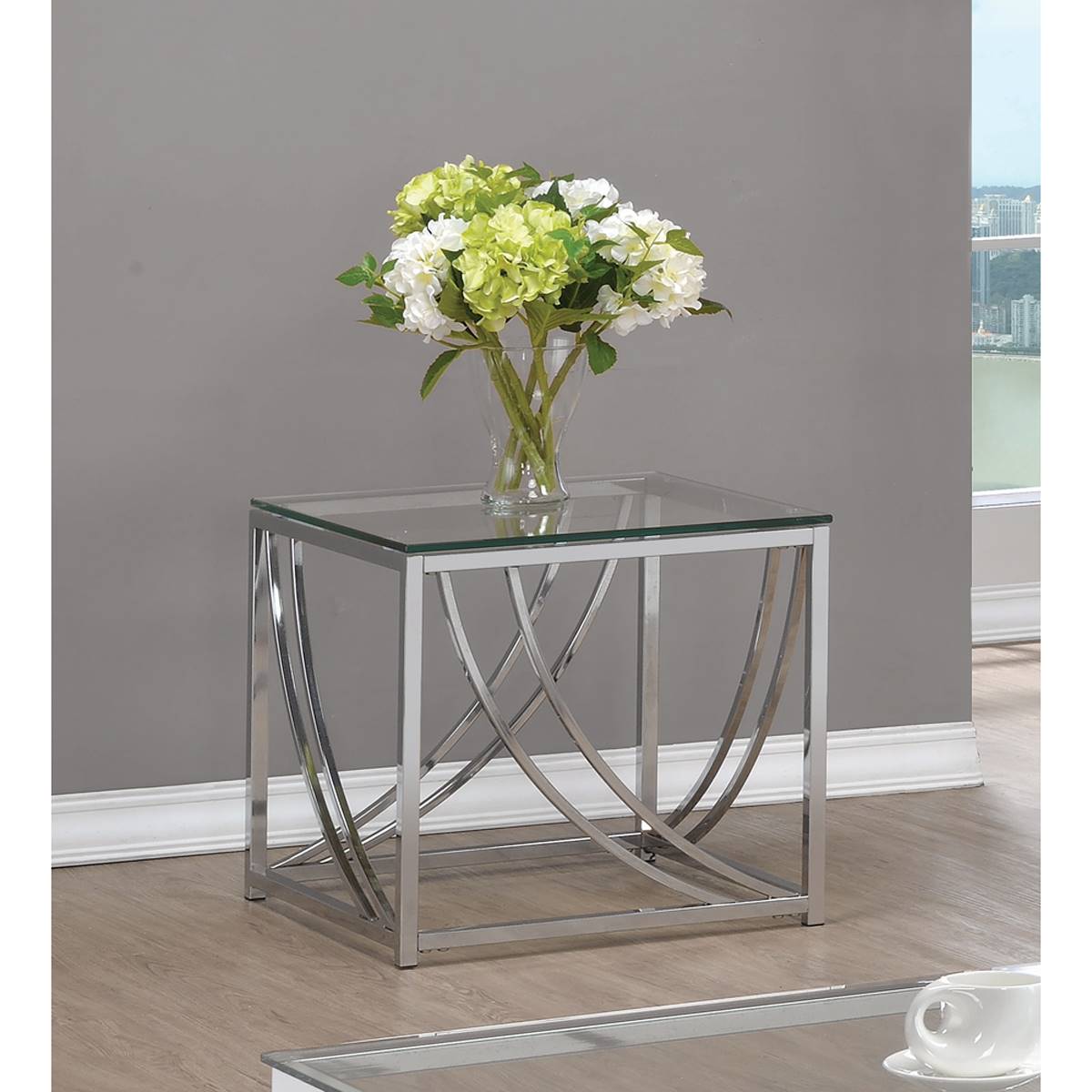 Coaster Glass Top Square End Table Accents - Chrome