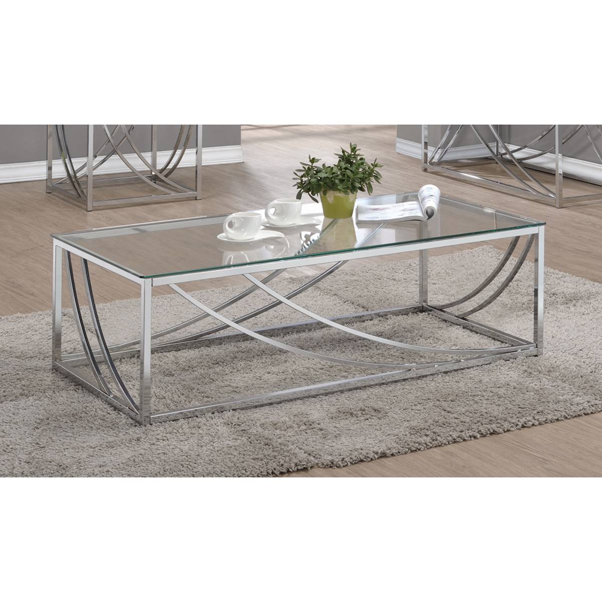 Coaster Glass Top Rectangular Coffee Table Accents - Chrome
