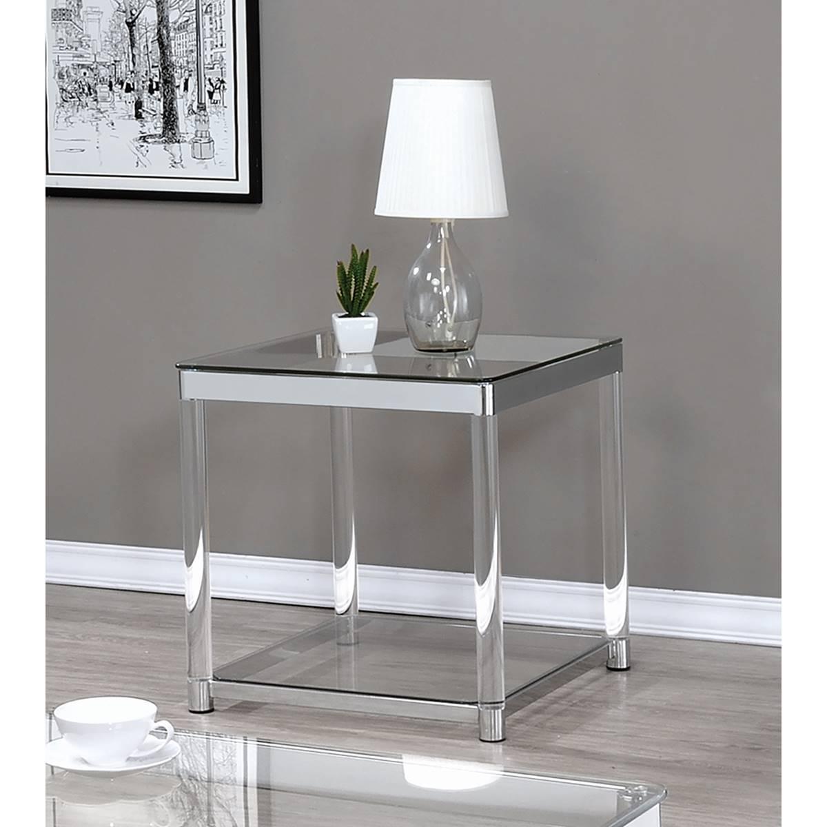 Coaster Claude End Table w/Lower Shelf - Chrome