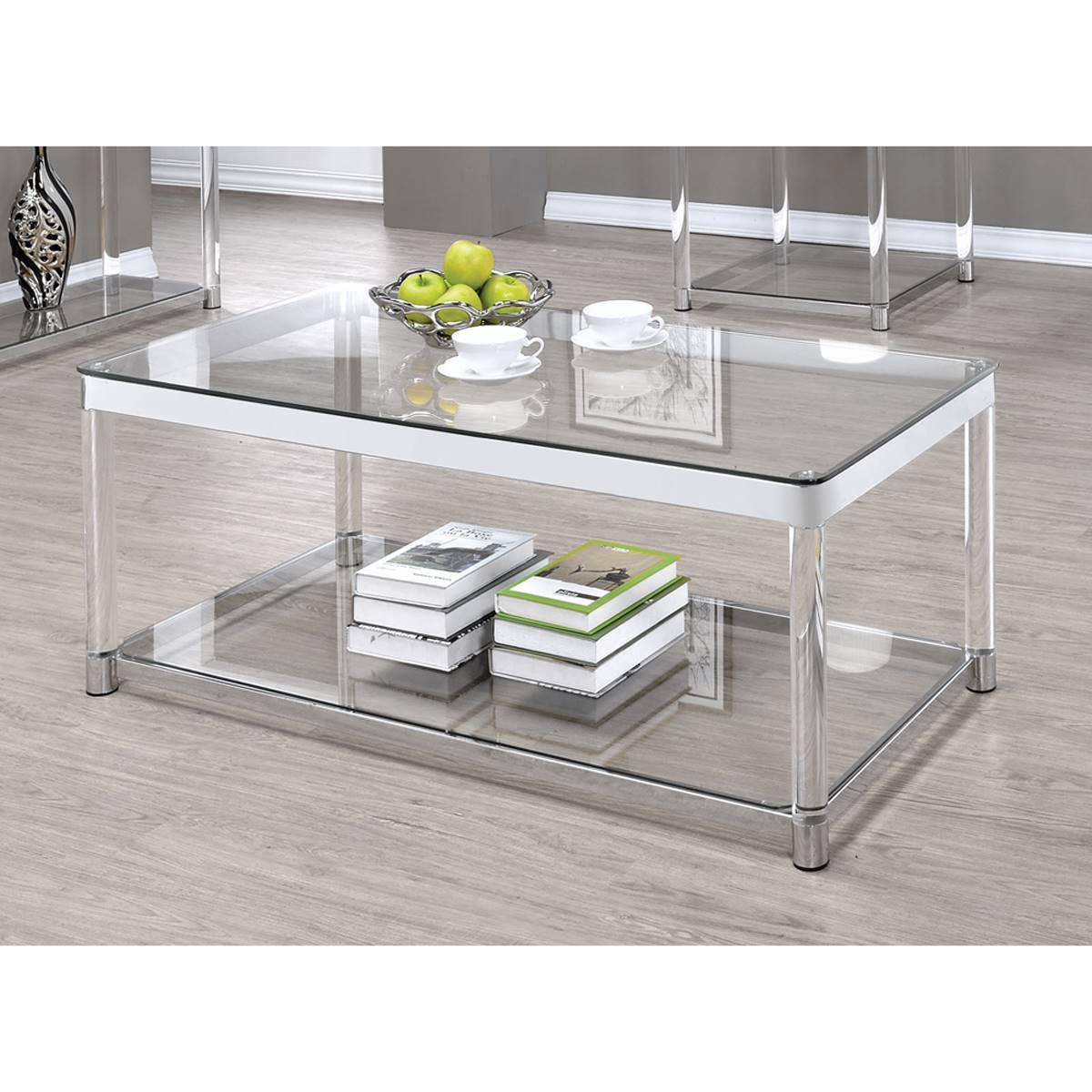 Coaster Claude Coffee Table w/Lower Shelf - Chrome & Clear