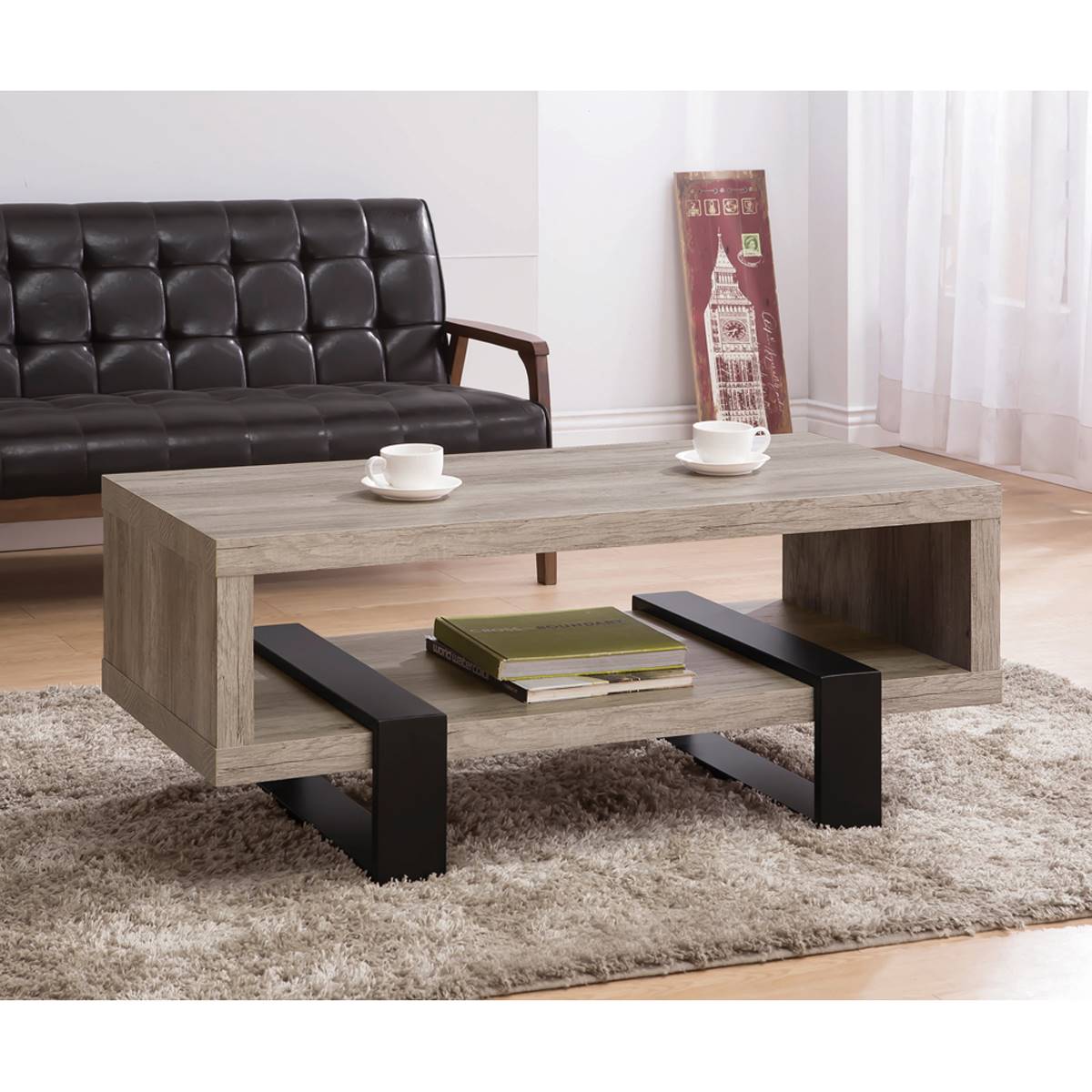 Coaster Coffee Table W/ Shelf - Grey Driftwood