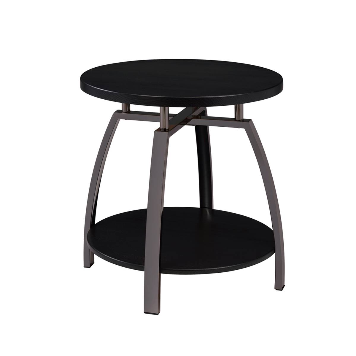 Coaster Round End Table - Dark Grey & Black Nickel