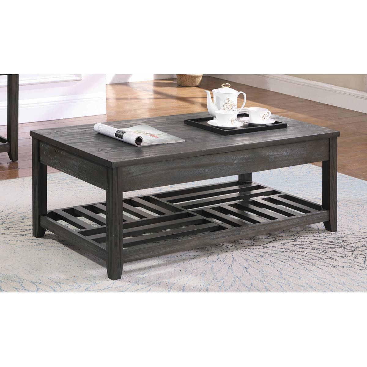 Coaster Lift Top Coffee Table With Storage Cavities-Grey