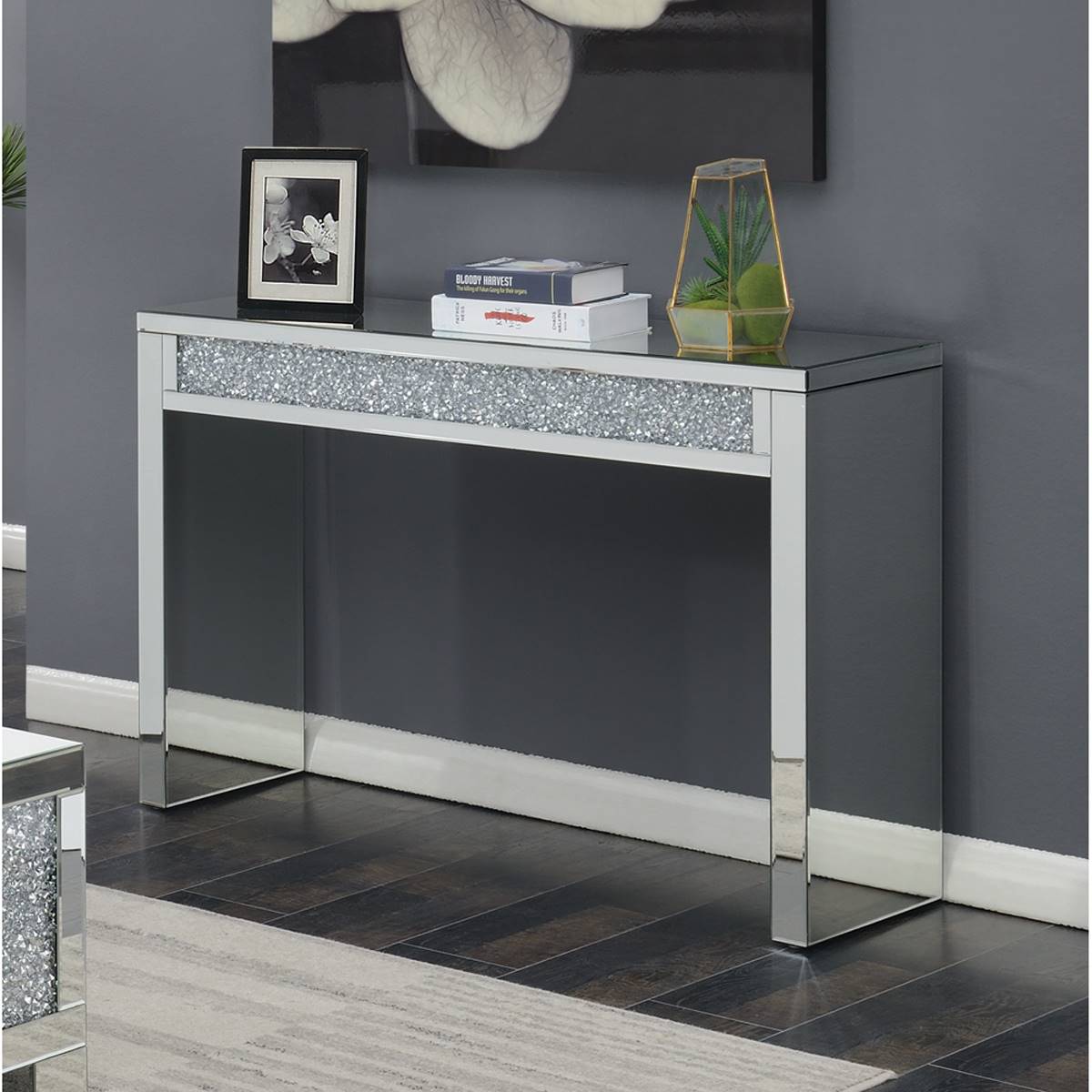 Coaster Layton Rectangular Sofa Table - Silver And Clear Mirror