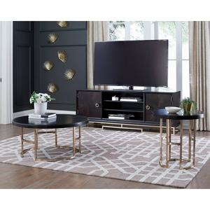 Coaster Corliss Americano and Rose Brass Round End Table alternate view