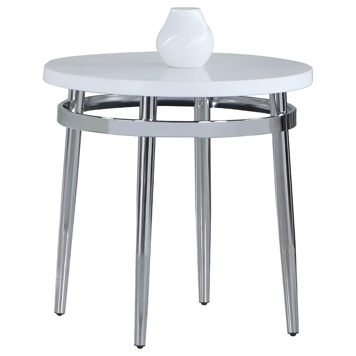 Coaster White & Chrome Round End Table