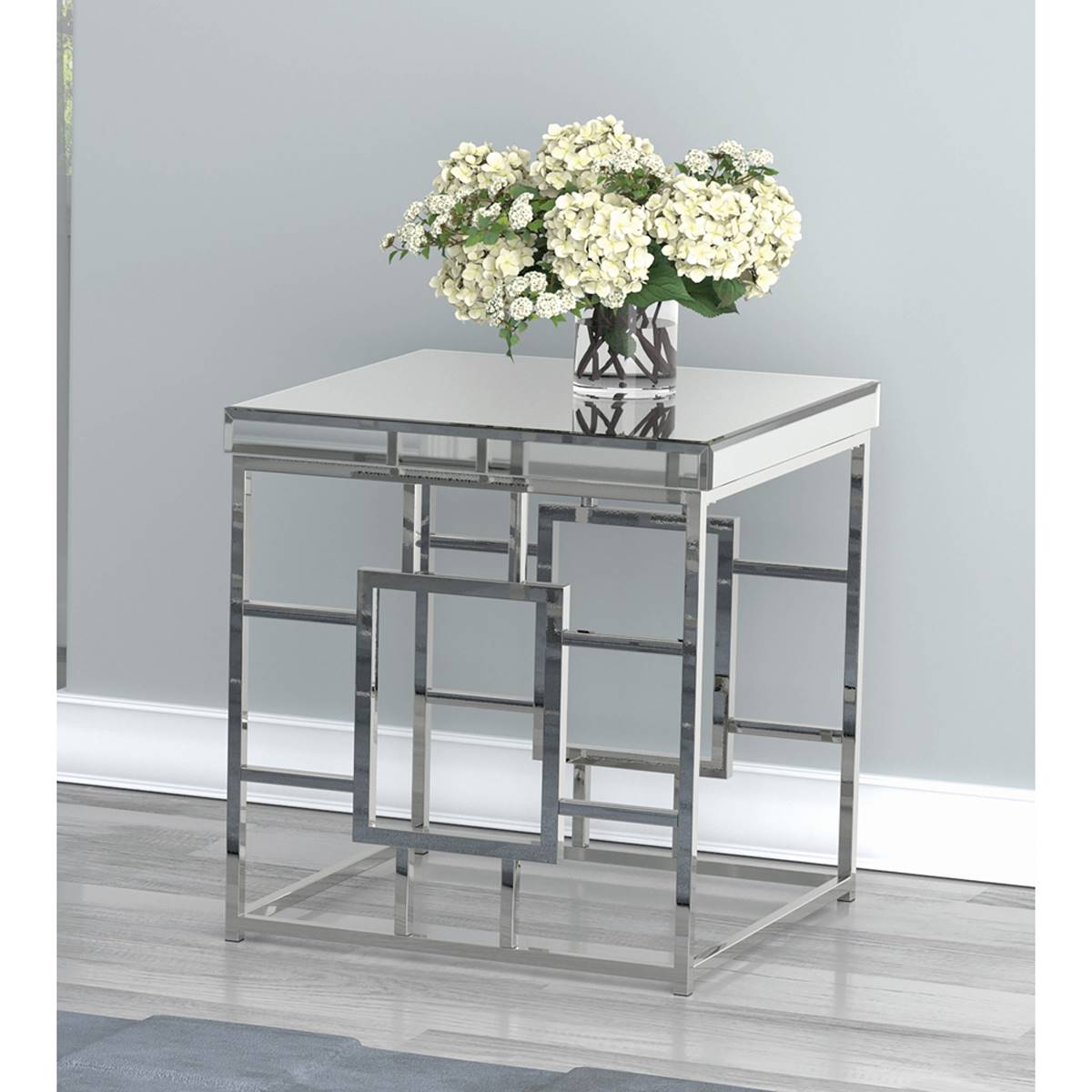 Coaster Geometric Frame Square End Table - Chrome