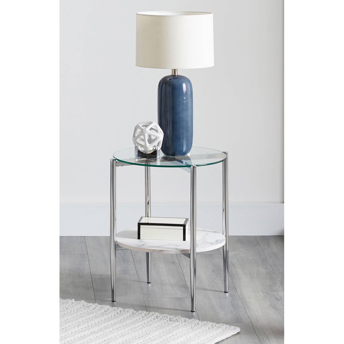 Coaster Round Glass Top End Table - Clear And Chrome