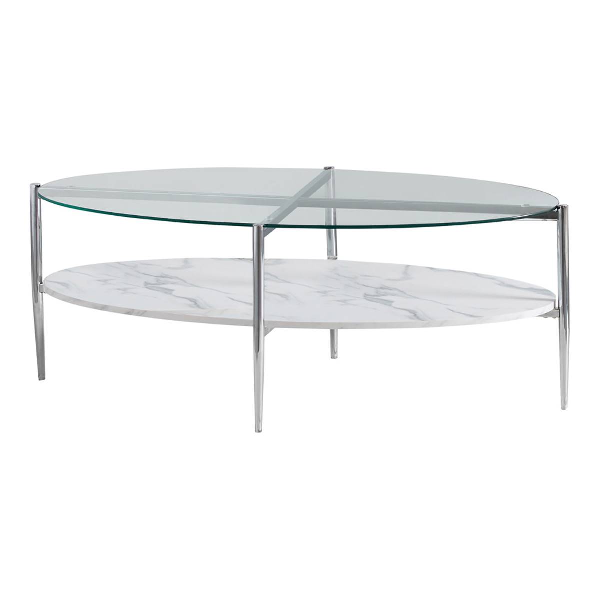 Coaster Round Glass Top Coffee Table - White & Chrome