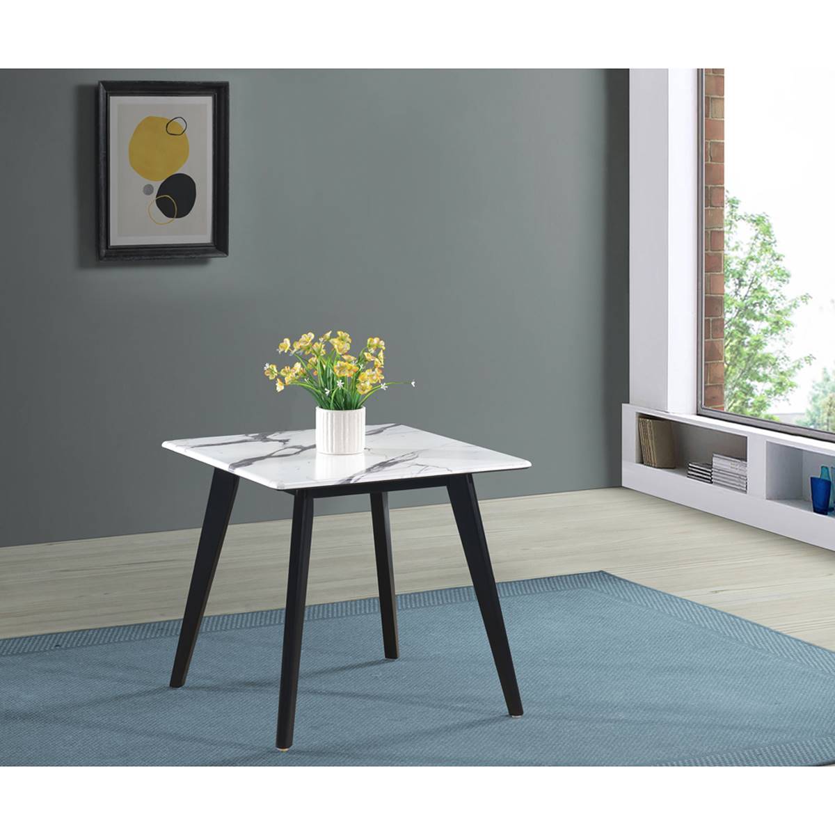 Coaster Black And White Square Faux Marble Top End Table