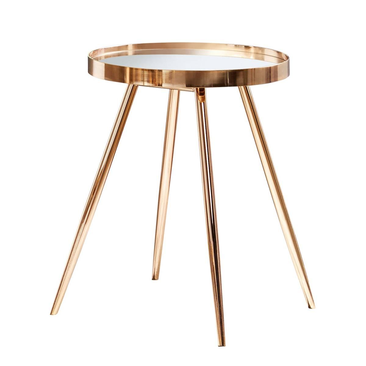 Coaster Sophia Gold Round Mirror Top End Table