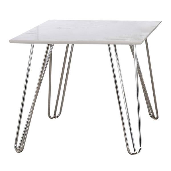 Coaster Hairpin Leg Square End Table - White and Chrome