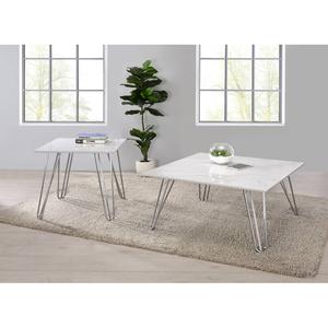 Coaster Hairpin Leg Square End Table - White and Chrome alternate view