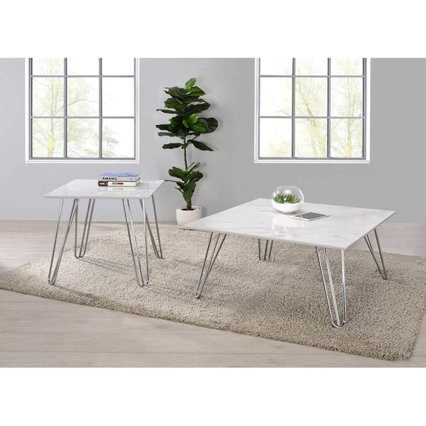 Coaster Hairpin Leg Square End Table - White and Chrome alternate view