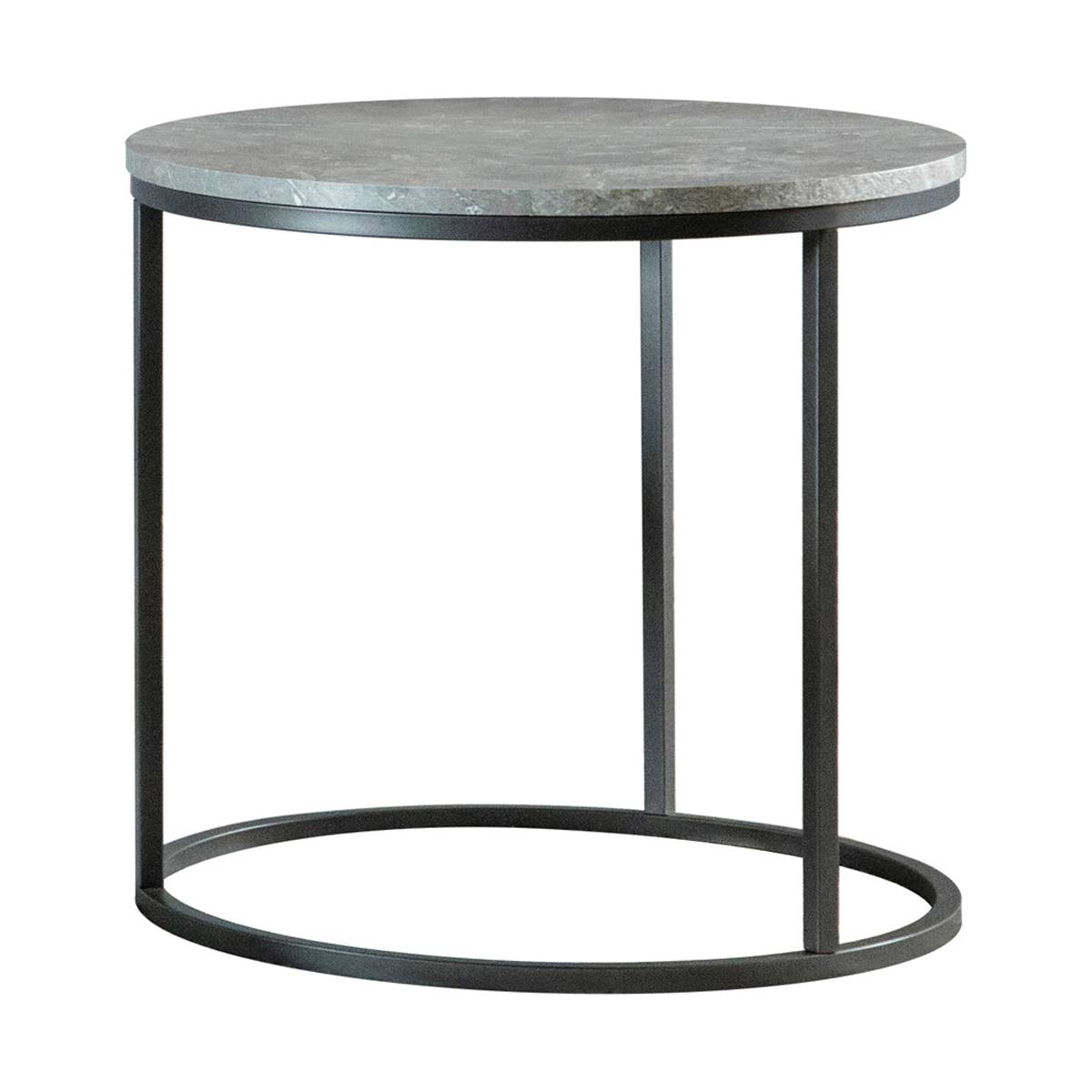 Coaster Faux Marble Round Top End Table - Grey & Gunmetal