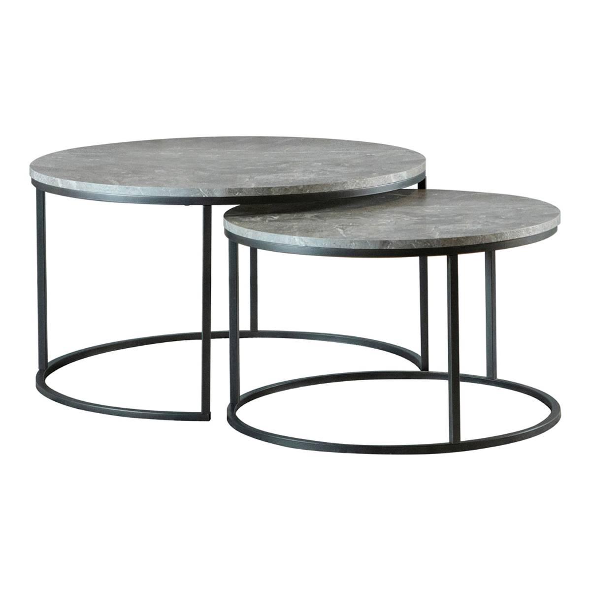 Coaster Round 2pc. Nesting Coffee Table - Grey & Gunmetal