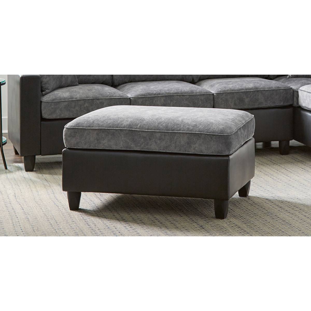 Coaster Pewter And Black Vinny Rectangle Upholstered Ottoman
